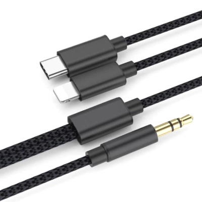 Кабель мультимедійний 3.5mm M to USB-C + Lightning 1,0m black XoKo (MH-232-BK)