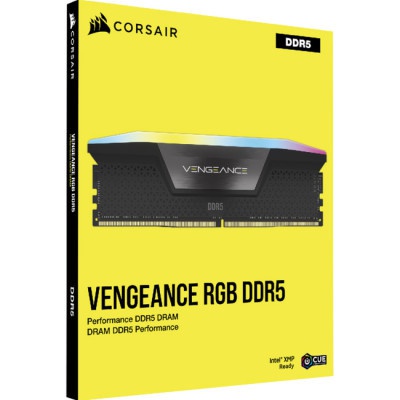 Модуль пам'яті для комп'ютера DDR5 64GB (2x32GB) 6600 MHz Vengeance RGB Black Corsair (CMH64GX5M2B6600C32)
