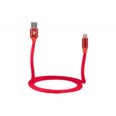 Дата кабель USB 2.0 AM to Micro 5P 1.0m Fur red 2E (2E-CCMTAC-RED)