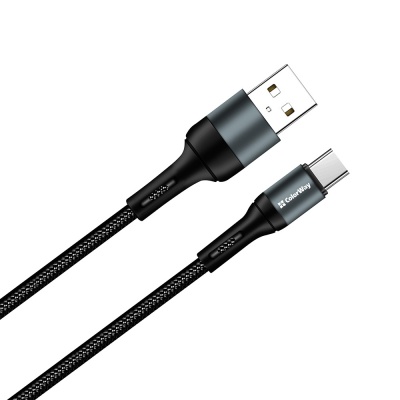 Дата кабель USB 2.0 AM to Type-C 1.0m nylon black ColorWay (CW-CBUC045-BK)