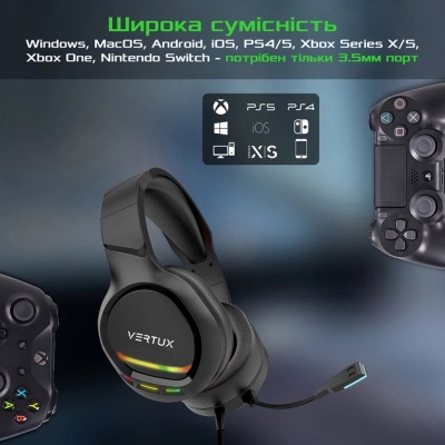 Навушники Vertux Tokyo 7.1 Mini Jack 3.5мм Black (tokyo.black)