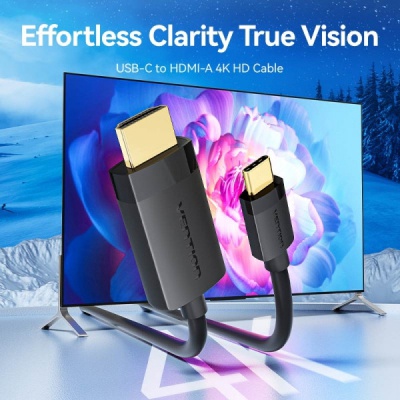 Кабель мультимедійний USB-C to HDMI M 2.0m 4K 60Hz black Vention (CRIBH)