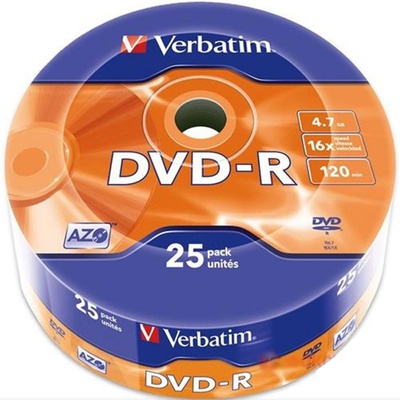 Диск DVD Verbatim 4.7Gb 16X Spindle Wrap box 25шт (43808)