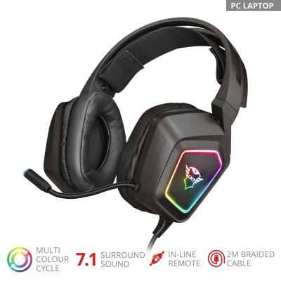 Наушники Trust GXT 450 Blizz RGB 7.1 Surround Gaming Headset RGB BLACK (23191)