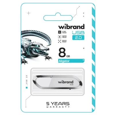 USB флеш накопичувач Wibrand 8GB Aligator White USB 2.0 (WI2.0/AL8U7W)