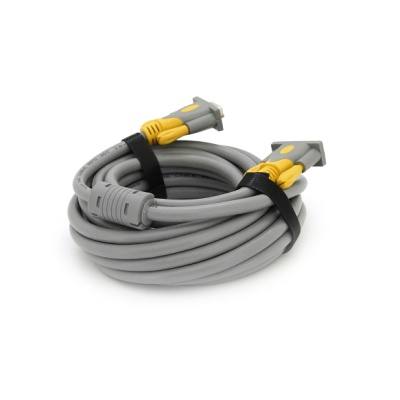 Кабель мультимедійний VGA M to VGA M 5.0m 1080P grey-yellow Merlion (YT-VGA(M)/(M)3+6GR-5m)
