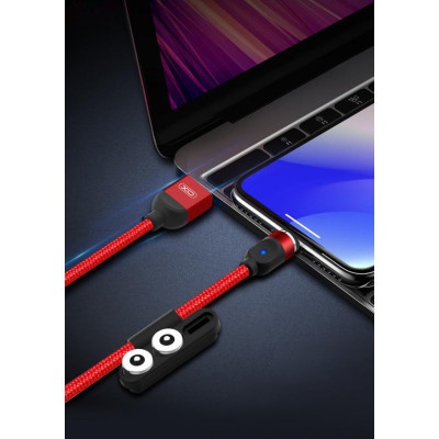 Дата кабель USB 2.0 AM to Lightning + Micro 5P + Type-C NB128 Magnetic Red XO (XO-NB128-RD)