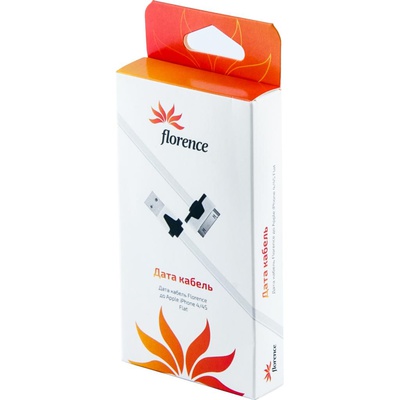 Дата кабель Florence iPhone 4/4S flat (DC10F-IPH4)