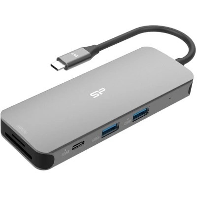 Концентратор Silicon Power USB-C 8-in-1 SR30 Silver Aluminum (SPU3C08DOCSR300G)