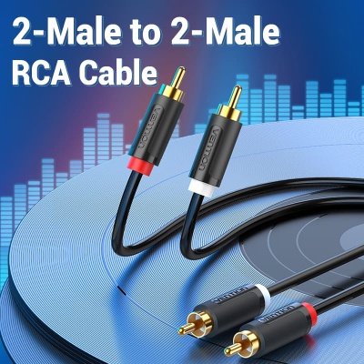 Кабель мультимедійний 2xRCA M to 2xRCA M 1.5m black Vention (BCMBG)