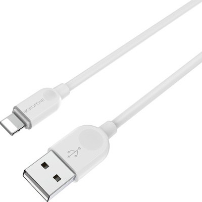 Дата кабель USB 2.0 AM to Lightning 1.0m 2.4A white BOROFONE (6957531089971)