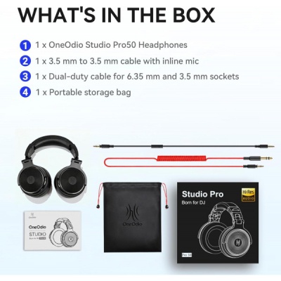Навушники OneOdio Pro 50 3,5мм/6,35мм Black (Pro 50 Black)