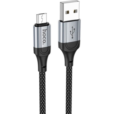 Дата кабель USB 2.0 AM to Micro 5P 1.0m 2.4A nylon X102 black HOCO (6942007608763)