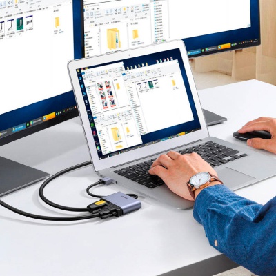 Перехідник USB 3.0 to HDMI + VGA CM449 gray UGREEN (20518)