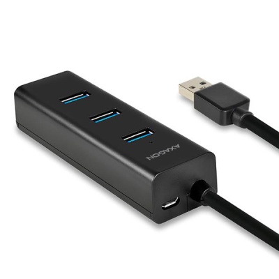 Концентратор AXAGON USB 3.1 to 4xUSB 3.0 1.2m + cable USB to Micro 5P black (HUE-S2BL)