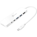 Концентратор J5create USB-C 6-in-1 2xUSB 3.1 + USB-C PD + HDMI + SD/TF + 3.5mm white (JCD373-N)