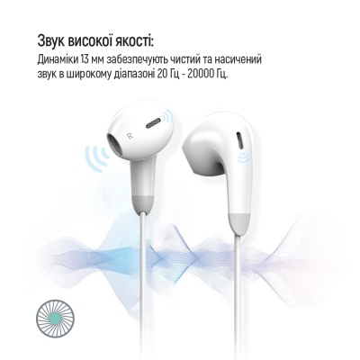 Навушники ColorWay 3.5 mm Wired Earphone Sound Wave White (CW-WD04WT)