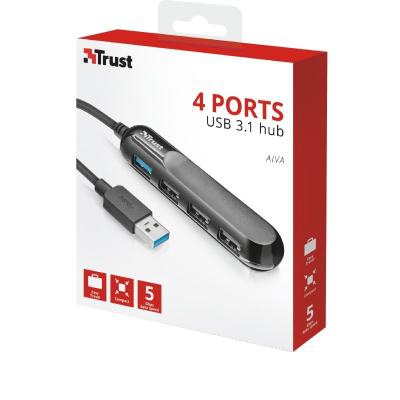 Концентратор Trust Aiva 4 Port USB 3.1 BLACK (22260)