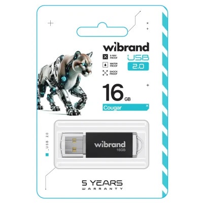 USB флеш накопичувач Wibrand 16GB Cougar Black USB 2.0 (WI2.0/CU16P1B)