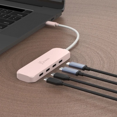 Концентратор J5create USB-C to 4xUSB-C 3.2 10Gbps rose (JCH345ER-N)