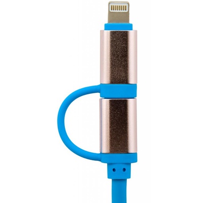 Дата кабель LogicPower 2 в 1 USB 2.0 -> micro USB -> Lightning B 1м синий /Retail (4106)