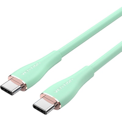 Дата кабель USB-C to USB-C 1.0m USB2.0 100W (20V/5A) Light Green Silicone Vention (TAWGF)