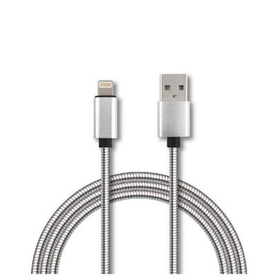 Дата кабель USB 2.0 AM to Lightning 1m stainless steel silver Vinga (VCPDCLSSJ1S)