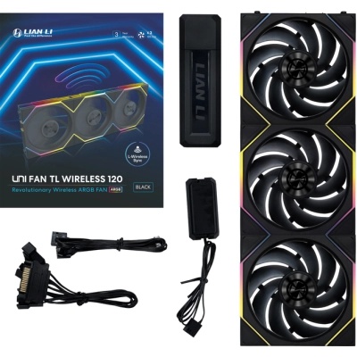Кулер до корпусу Lian Li Uni Fan TL WIRELESS 120-3, Black (G99.12TL1W3B.00)