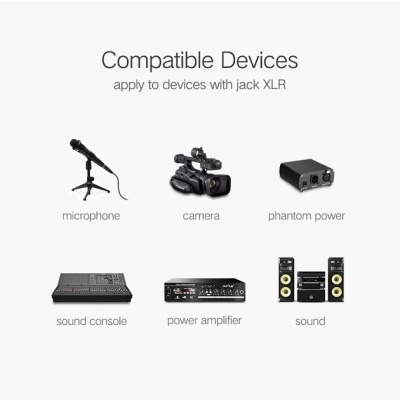 Кабель мультимедійний XLR M to XLR F 3.0m AV130 black UGREEN (20711)