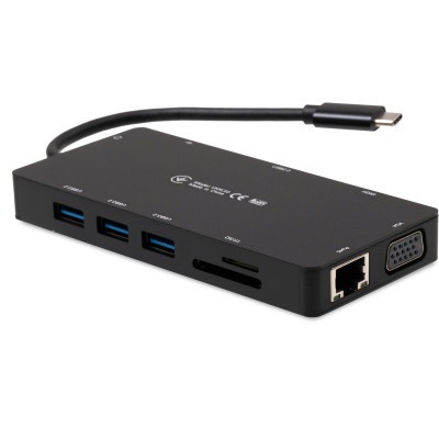 Концентратор Vinga USB-C 3.1 to VGA+HDMI+RJ45+3xUSB3.0+USB2.0+SD/TF+PD+Audio (VHYC10)