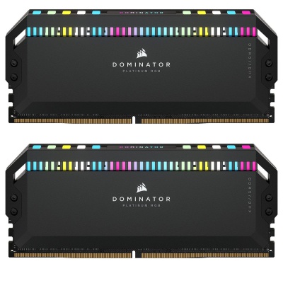 Модуль пам'яті для комп'ютера DDR5 64GB (2x32GB) 6000 MHz Dominator Platinum RGB Black Corsair (CMT64GX5M2B6000C40)