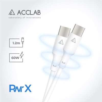 Дата кабель USB-C to USB-C 1.2m PwrX 60W ACCLAB (1283126559563)