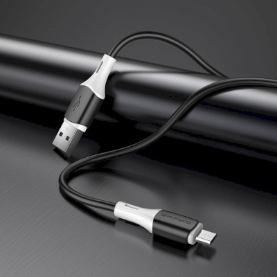 Дата кабель USB 2.0 AM to Micro 5P 1.0m 2.4A silicone BX79 black BOROFONE (6974443384765)