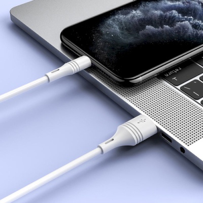 Дата кабель USB 2.0 AM to Lightning 1.0m 2.4A PVC BX43 white BOROFONE (6931474735584)