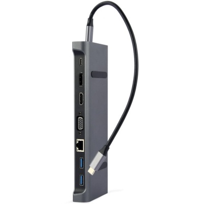 Концентратор Cablexpert USB-C 9-in-1 (USB-hub + HDMI/VGA/PD/CR/LAN/3.5mm) (A-CM-COMBO9-02)