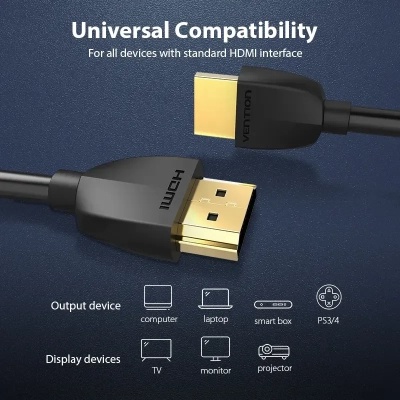 Кабель мультимедійний HDMI M to HDMI M 0.5m black Vention (AAIBD)