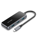 Концентратор Vention USB 3.1 Type-C to 4хUSB 3.0/PD 87W 5-in-1 Gray Mirrored Surface (TFDHB)