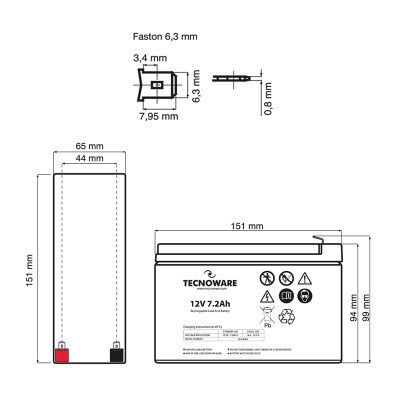 Батарея до ДБЖ TECNOWARE 12V-7.2Ah (EACPE12V7A2TWP)