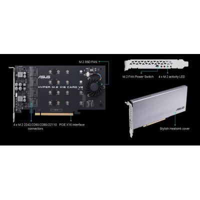 Контроллер PCIe Hyper M.2 X16 PCIe 3.0 X4 Expansion Card V2 ASUS (90MC06P0-M0EAY0)