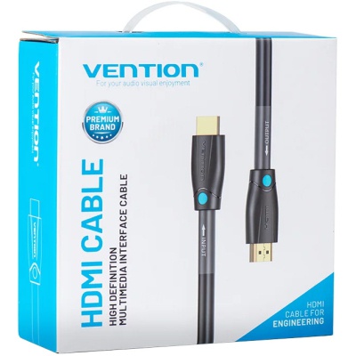 Кабель мультимедійний HDMI M to HDMI M 1.0m 4K cotton braided black zinc alloy Vention (ALMBF)