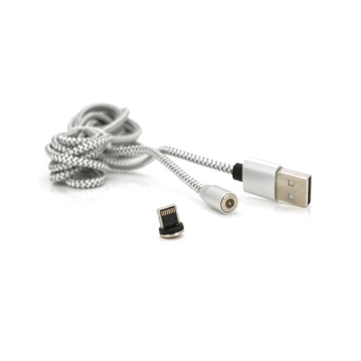 Дата кабель USB 2.0 to Lightning 2.0m 2A magnetic nylon silver PiPo (18169)