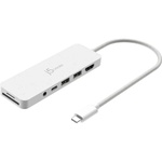 Концентратор J5create USB-C 6-in-1 2xUSB 3.2 + USB-C PD + HDMI 4K + SD/TF + 3.5mm white (JCD373EW-N)