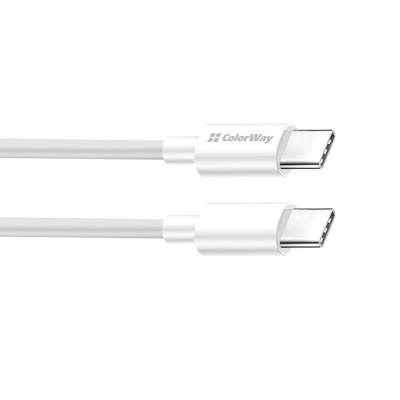 Дата кабель USB-C to USB-C 1.0m 5A 100W white ColorWay (CW-CBPDCC058-WT)