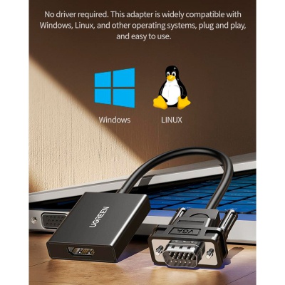 Перехідник VGA M to HDMI F CM513 black UGREEN (50945)