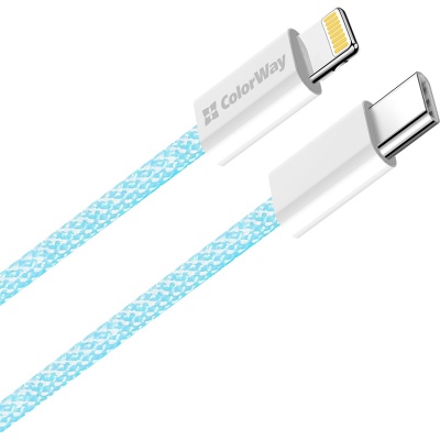 Дата кабель USB-C to Lightning 1.0m 27W blue ColorWay (CW-CBPDCL061-BL)