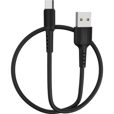 Дата кабель USB 2.0 AM to USB-C 1.0m 2A PVC BX16 black BOROFONE (6957531099475)