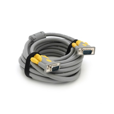Кабель мультимедійний VGA M to VGA M 5.0m 1080P grey-yellow Merlion (YT-VGA(M)/(M)3+6GR-5m)