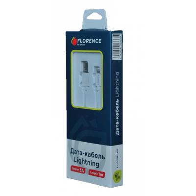 Дата кабель USB 2.0 AM to Lightning 1.0m 3A White Florence (FL-2200-WL)