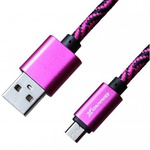 Дата кабель Grand-X USB - micro USB, Cu, 1.5A, Rose/Black, 1m (FM05RSB)