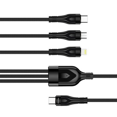 Дата кабель USB 2.0 AM to Lightning + Micro 5P + Type-C 1.2m 3.0A (PD60W data) Black ColorWay (CW-CBPDU3060-BK)